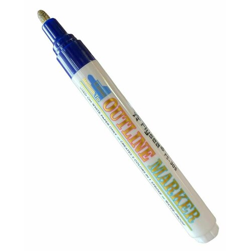 Маркер контурный Flysea Outline Marker FS-305 с золотым наконечником (2-4 мм), тёмно-синий контур