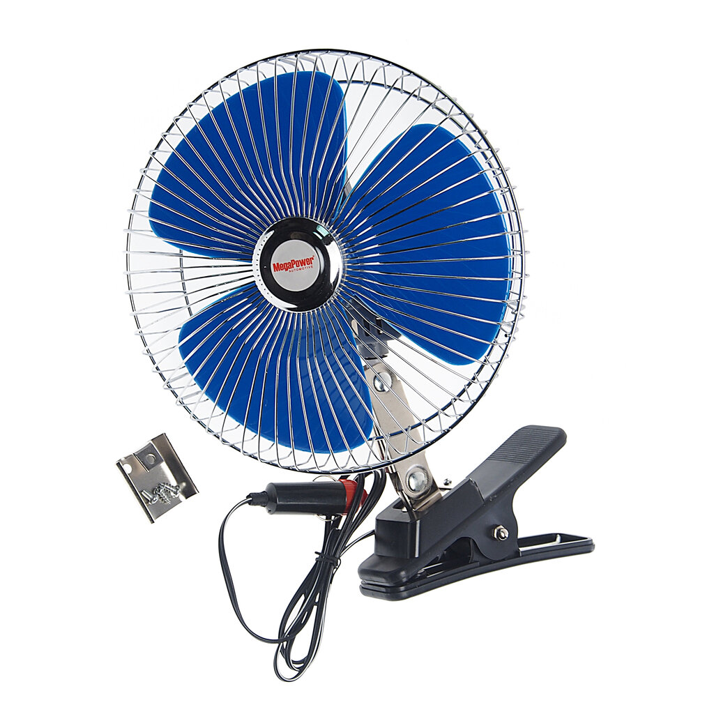 Вентилятор в салон 24V 8" на прищепке (с решеткой металл) 21см MEGAPOWER