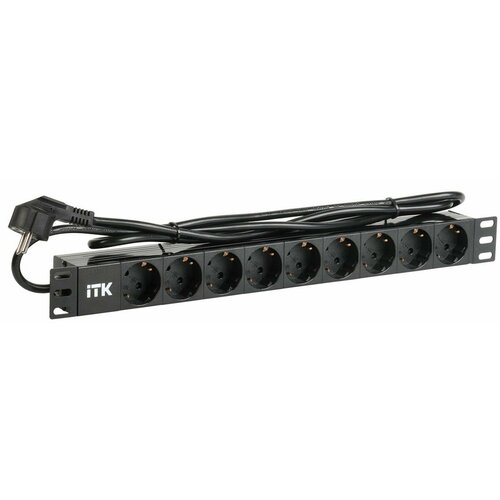 ITK Блок розеток PDU 9 розеток DIN49440 1U шнур 2м вилка и DIN49441 профиль из ПВХ черный 3890₽