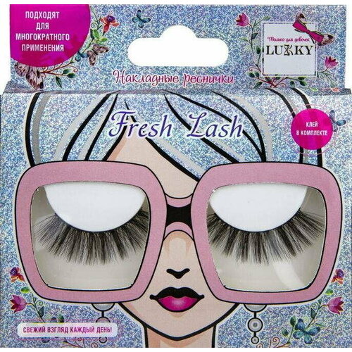 реснички накладные цветные розовые полоски fresh lash клей в комплекте LUKKY Fresh Lash, реснички накладные, NATURAL, клей в комплекте