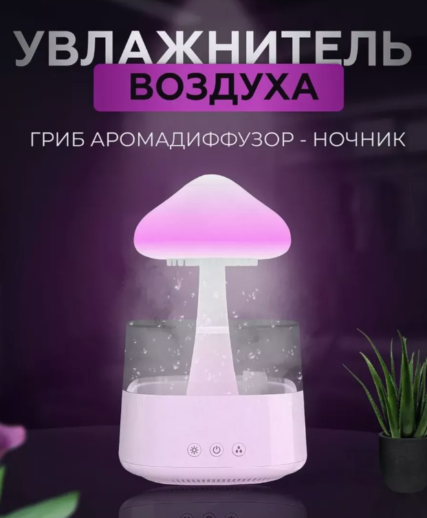 Гриб-увлажнитель/ Аромадиффузор для дома с подсветкой и функцией увлажнителя воздуха Miralda_Shop