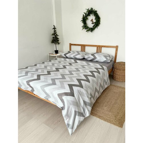 Сатиновое семейное постельное бельё в серо-белом цвете, 4 наволочки OTTO