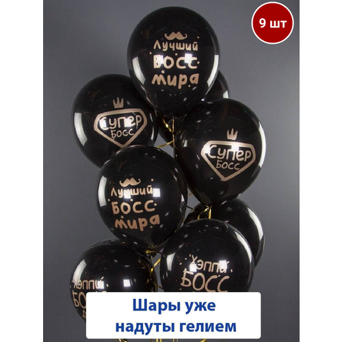 фото Воздушные шары с гелием для руководителя, босса на день рождения, шарики с надписями 9 шт мосшар