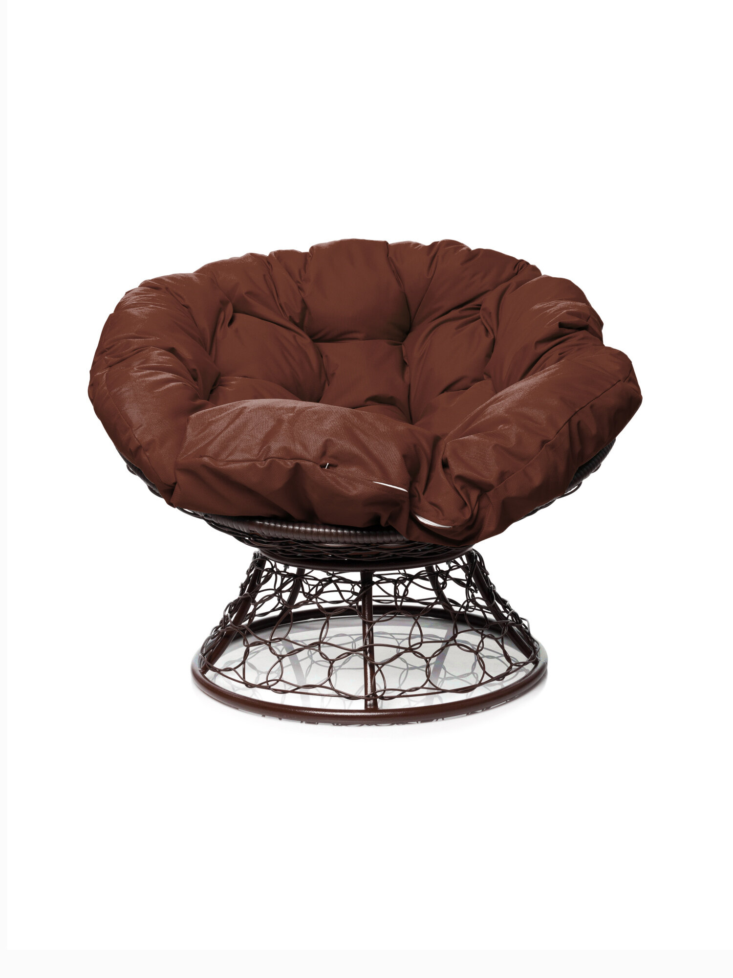 Кресло M-group папасан с ротангом коричневое коричневая подушка