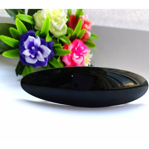 Черная заколка автомат глянцевая 