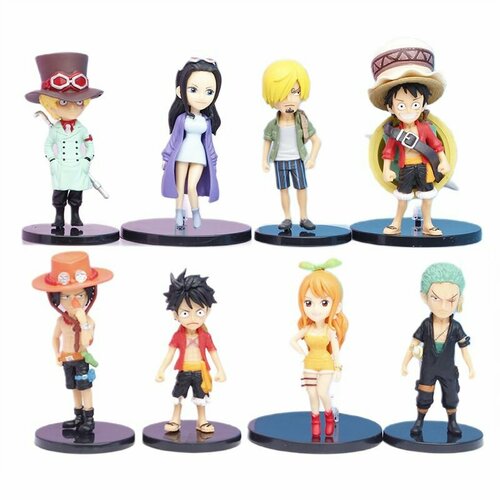 Набор фигурок Ван Пис Луффи, Зоро, Санджи / One Piece 8шт (8см)