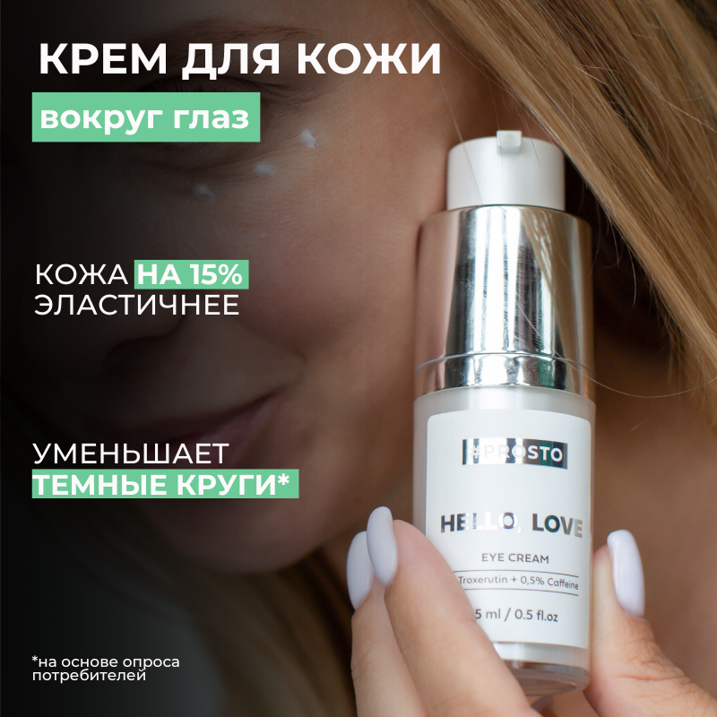 Увлажняющий антивозрастной крем для кожи вокруг глаз PROSTO COSMETICS Крем для век от морщин 15 мл