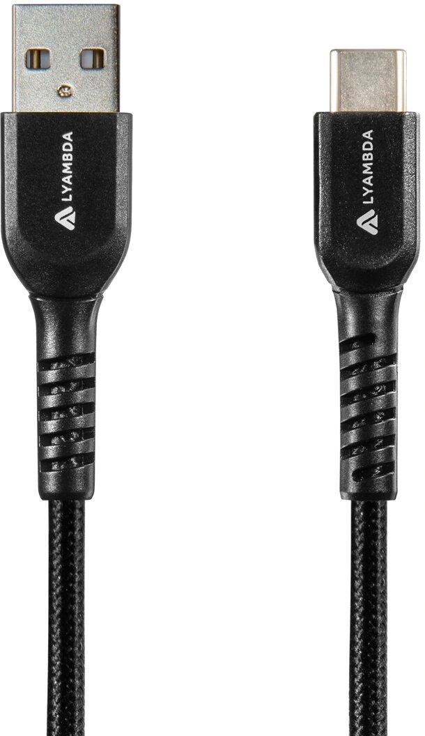 Кабель USB - USB Type-C, 1м, Lyambda (LCA10-BK)