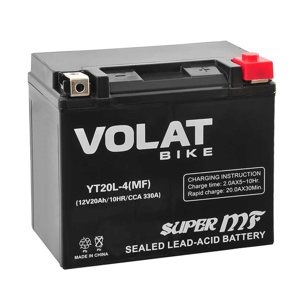 Аккумулятор VOLAT YT20L-4 20 Ач 330А О/П YT20L-4 (MF)
