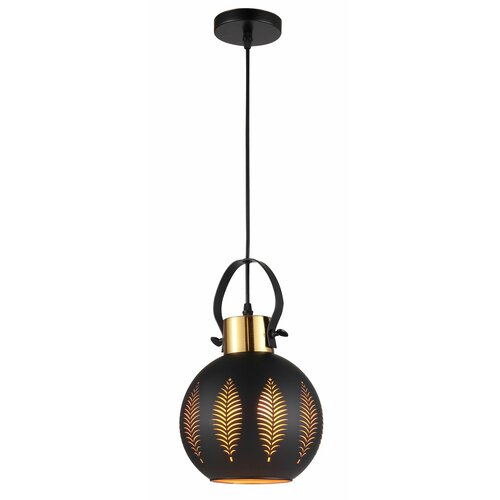 Люстра подвес De Fran, SP -0807 MBK+SGD Е27 220В 60Вт, серия Лист, металл+стекло, цвет: черный+золото, d20*h32+100см