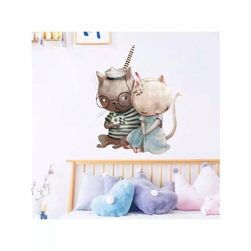 Наклейка интерьерная Котики-милашки - свидание 30х60 см 641₽