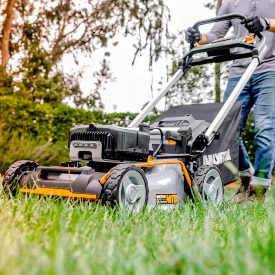 Газонокосилка аккумуляторная самоходная WORX 80В 51см, бесщеточная, 4Ач х4, BASECAMP 4 х1А, коробка - фото №18