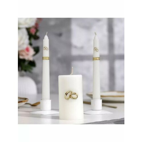 Свеча свадебная Обручальные кольца 5х9см домашний очаг 700₽
