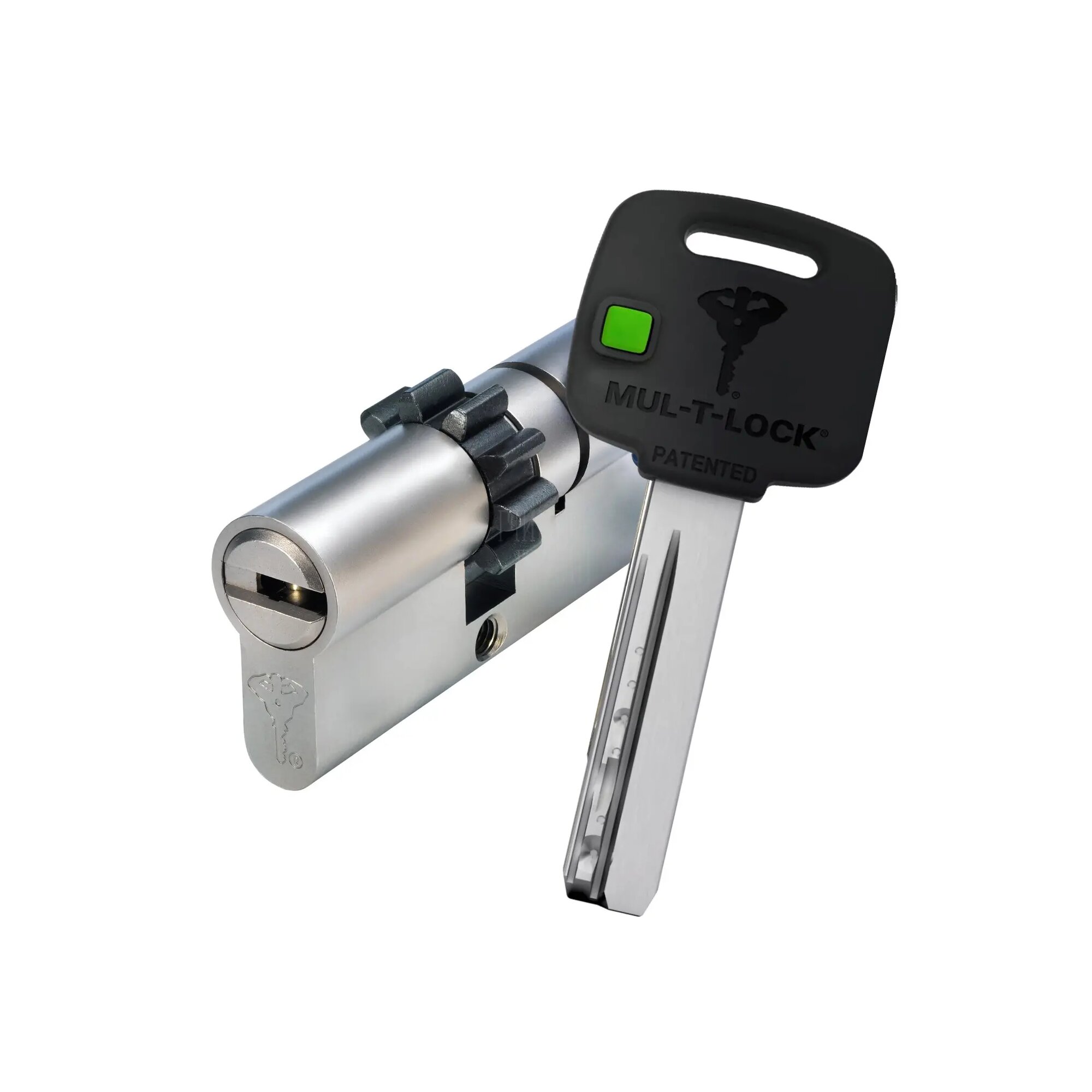 Цилиндровый механизм ключ-ключ Mul-T-Lock (Светофор) MTL300 82 mm (36+10+36) никель + шестерня