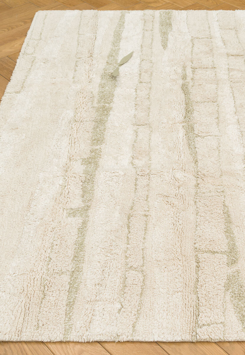 фото Ковер на пол 1,2 на 1,6 м в спальню, гостиную, детскую, для ванной, бежевый, оливковый Lorena Canals Cotton Bamboo Forest