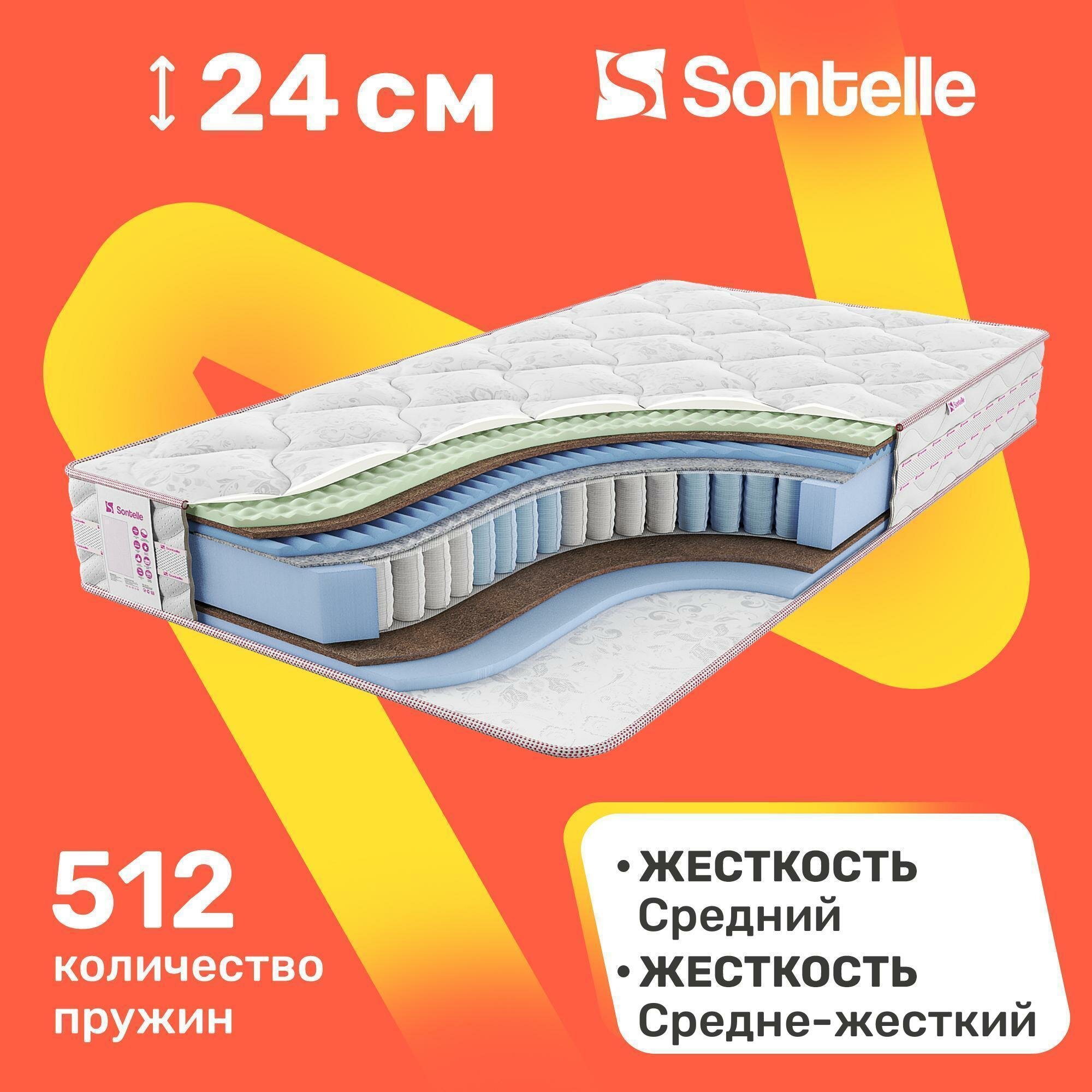 Матрас с независимыми пружинами Sontelle Vivre Castom shell 80x160