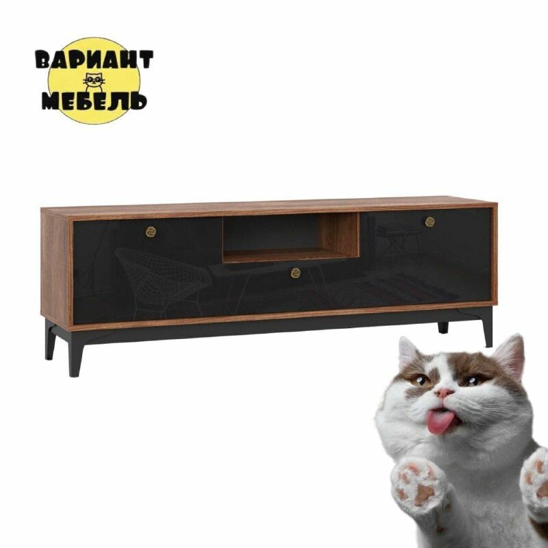 фото Комод премиум качества "Бриз" двухдверный черного цвета (КМ-2)