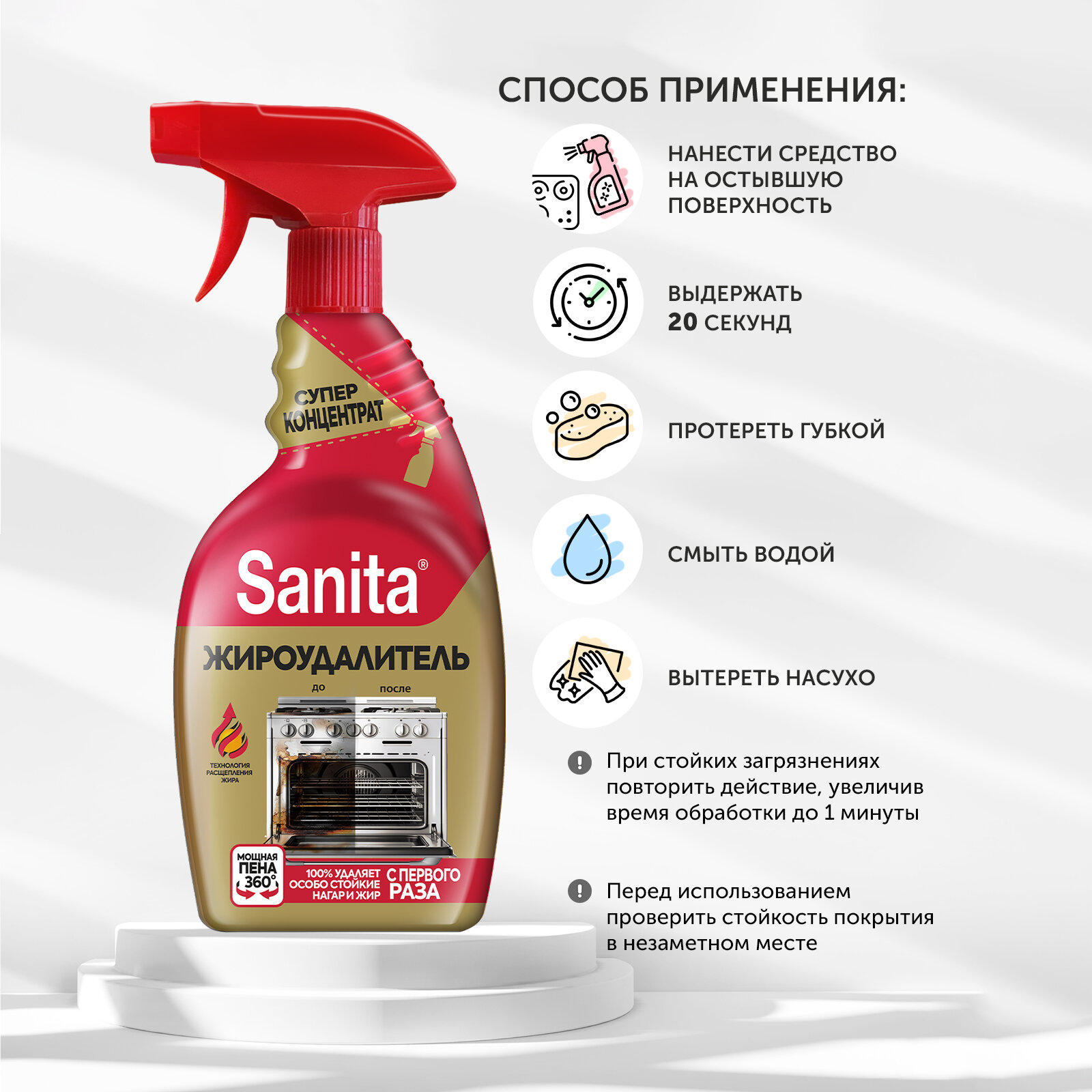 Sanita Чистящее средство для кухни спрей очиститель антижир,1000 мл — фото 1