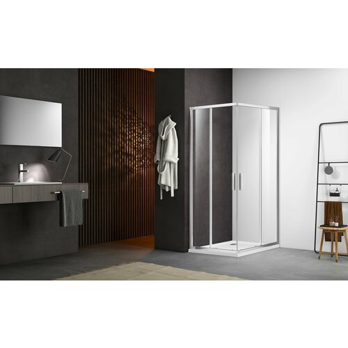 Душевое ограждение SANTREK AQUA Time-CR-1000-G-Chrome 100010001950 Г-обр стекло Грейп 6мм профиль Хром 42171₽