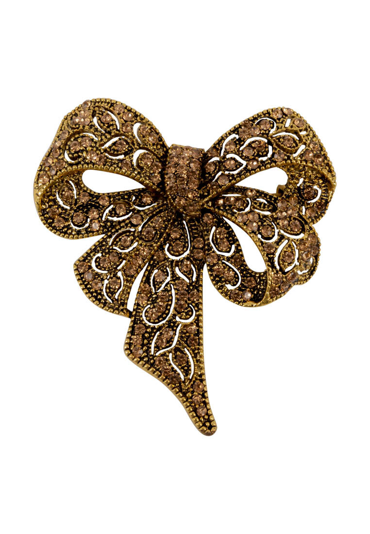 Брошь OTOKODESIGN, стразы, золотой