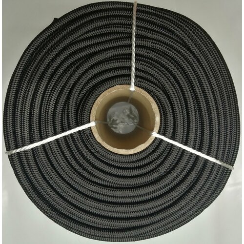 Шнур полиамидный (капроновый), высокопрочный, плетёный ПА 10мм 16-ти прядный с ПА сердечником раз. нагр 1500 кгс Чёрный(30 метров) №98