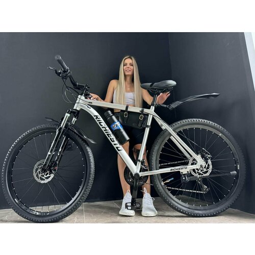 Велосипед 275 Richiesto алюминиевая рама 21 Горный ВзрослыйПодростковый Лёгкий серебристо-черный 26100₽