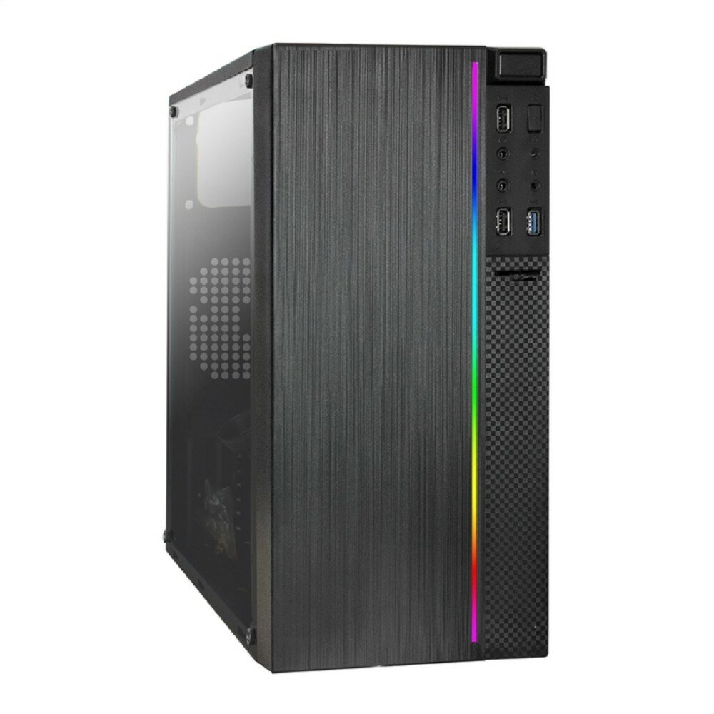 EXEGATE Корпуса EX283754RUS Корпус Minitower mEVO-9301-RGB mATX, без БП, с окном, 2 USB+1 USB3.0, HD аудио, черный с RGB подсветкой