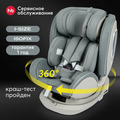 Автокресло детское от 0-12 лет, поворот на 360, I-Unix Happy Baby, группа 0+/1/2/3 (0-36 кг), экокожа, темно-зеленое