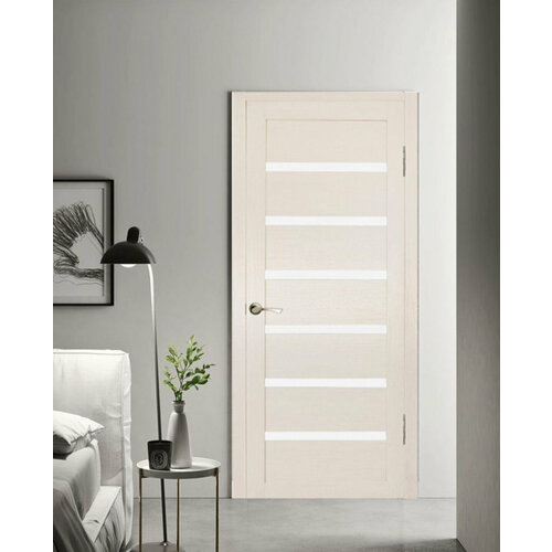 Межкомнатная дверь Экотек-КЛ7 лиственница кремовая 900х2000 матовое стекло (комплект с погонажом)