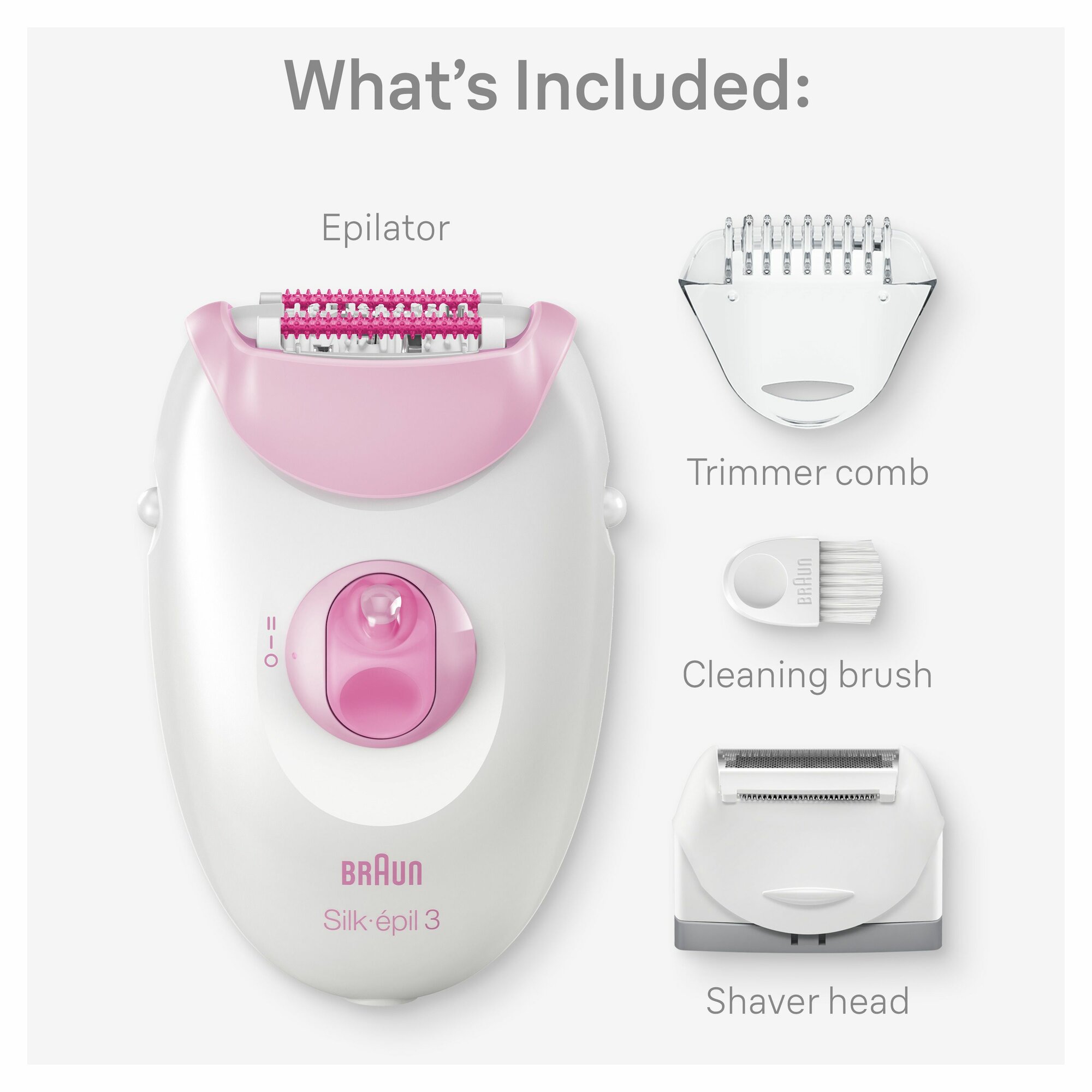 Электрический эпилятор Braun Silk-épil 3 3-031, розовый, с массажными роликами и подсветкой SmartLight — фото 1
