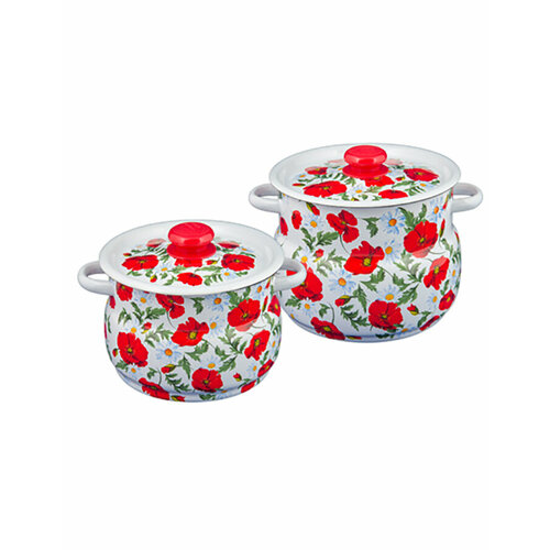 Набор кастрюль Сибирские товары Маки сибирские, эмалированные, 4 и 5,5 л