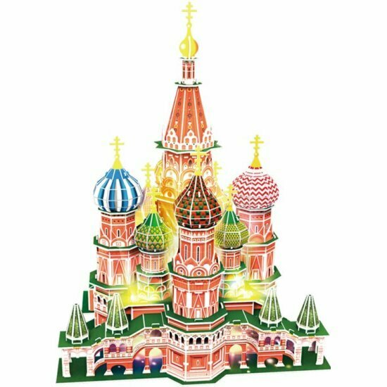 Пазл 3D Cubicfun Храм Василия Блаженного с LED-подсветкой, 224 детали