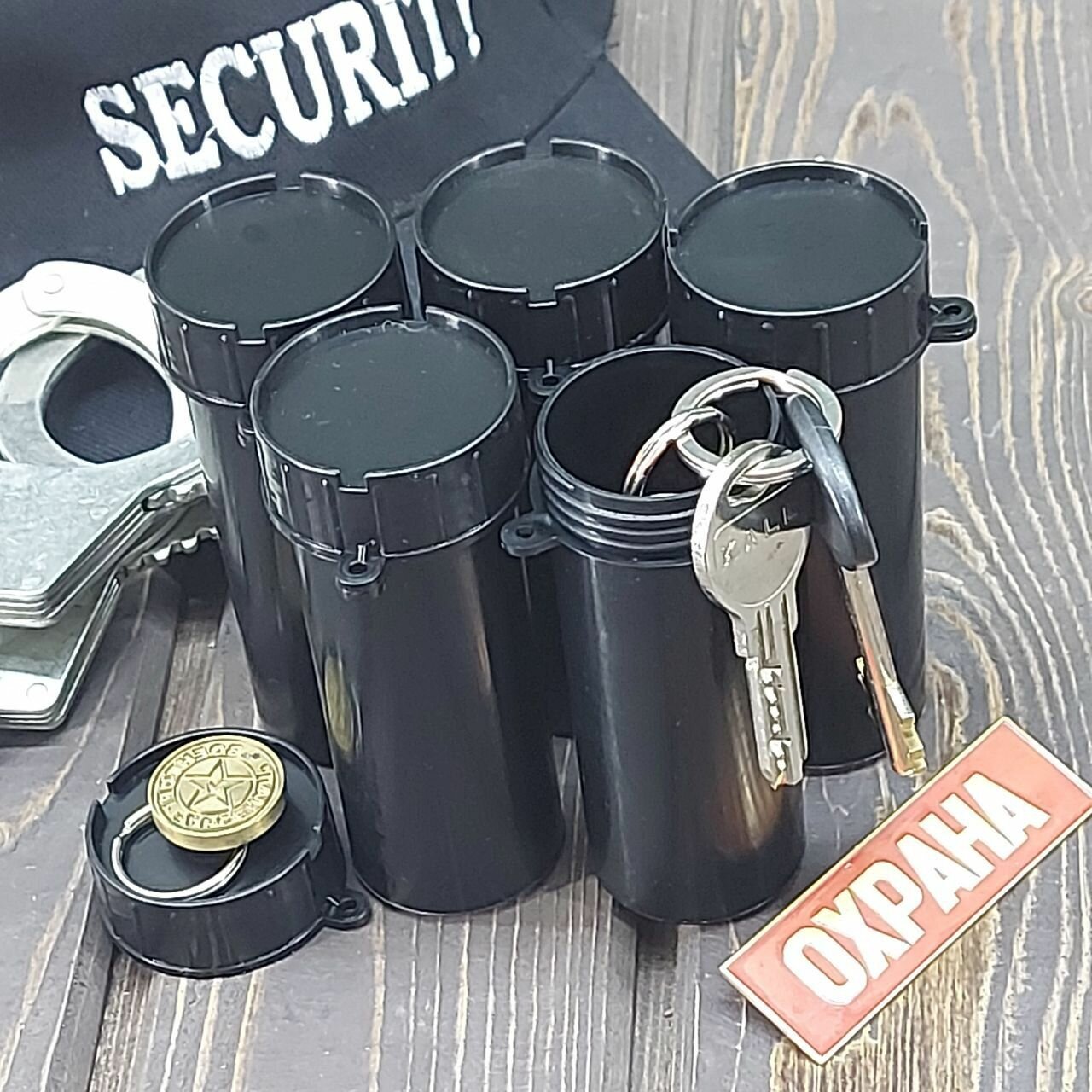 Пенал тубус для ключей пластиковый черный - 5 шт.