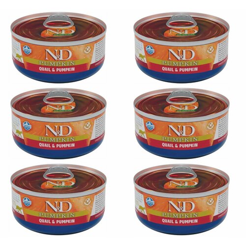 Farmina Влажный корм Консервы N&D PUMPKIN для кошек перепел с тыквой , 70 грамм, 6 штук