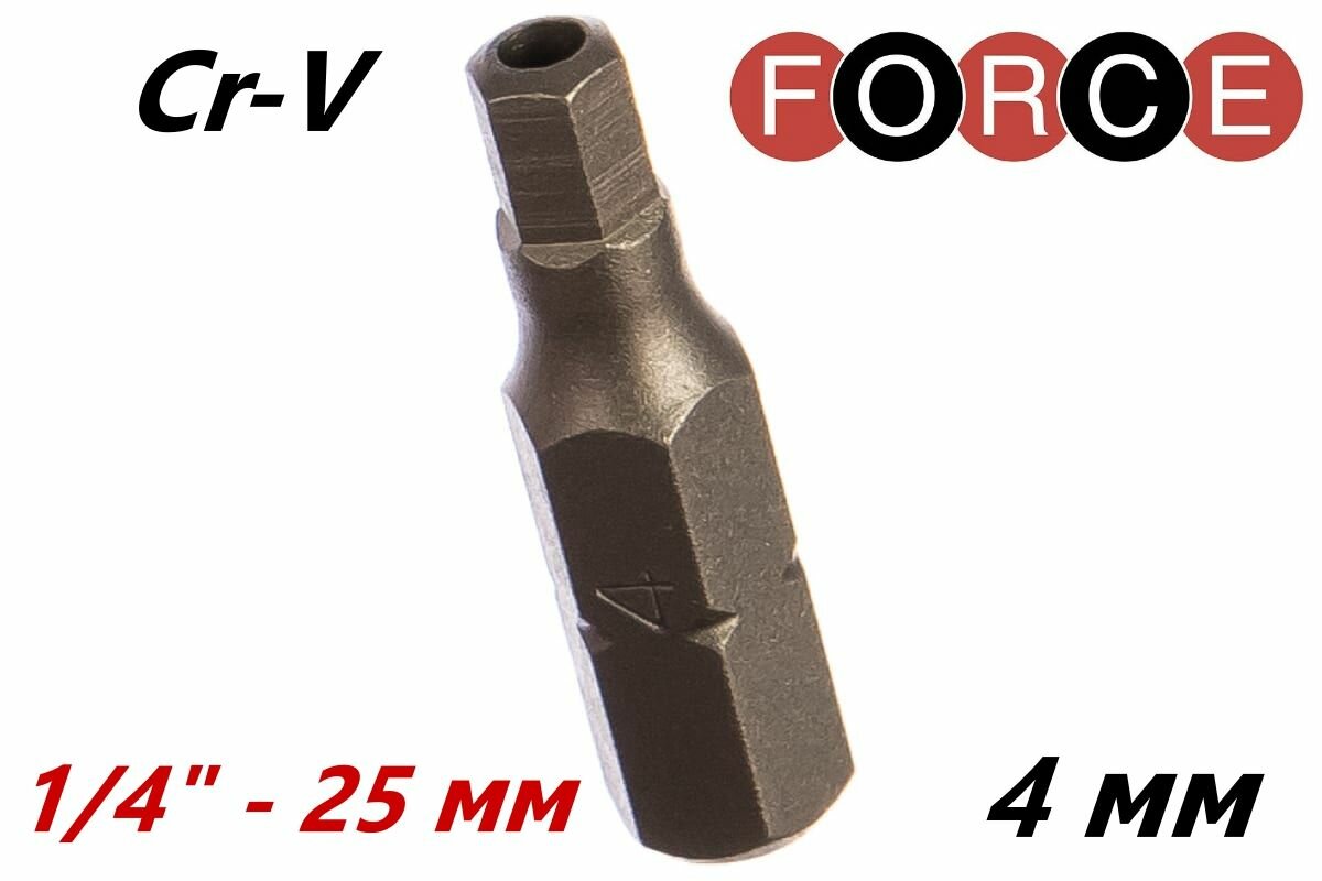 Бита вставка 1 4 шестигранник с отверстием H4 мм - длина 25 мм FORCE 124S2504