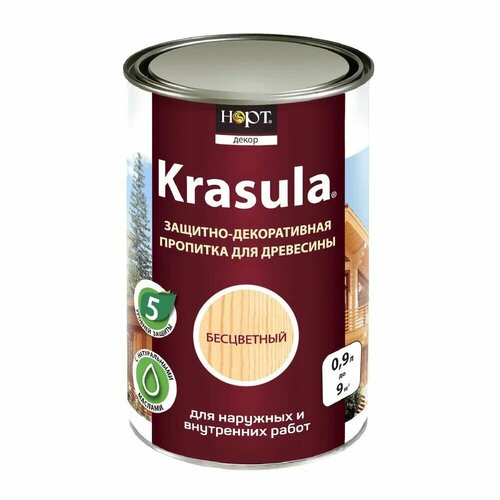 фото Krasula защитно-декоративный состав для дерева и древесины красула, пропитка, лазурь, бесцветный норт