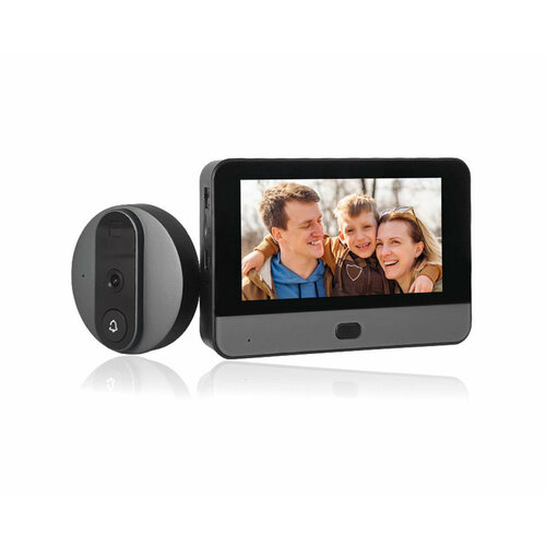 Tuya Wi-Fi видеоглазок с монитором для входной двери HD-ком ДW1(Туйя-WiFi) (Y11446SDJ) камера 2MP, с датчиком движения и записью. Видео глазок