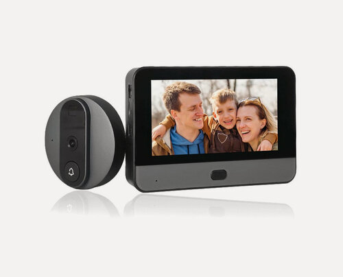 Изображение товара Tuya Wi-Fi видеоглазок с монитором для входной двери HD-ком ДW1(Туйя-WiFi) (Y11446SDJ) камера 2MP, с датчиком движения и записью. Видео глазок