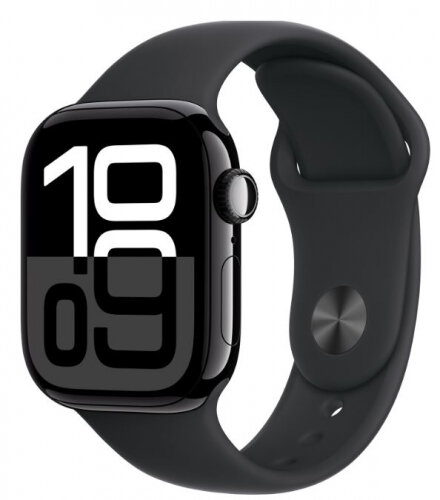 Смарт-часы Apple Watch Series 10 GPS 42мм Aluminium Case with Black Sport Band - S/M чёрный глянец