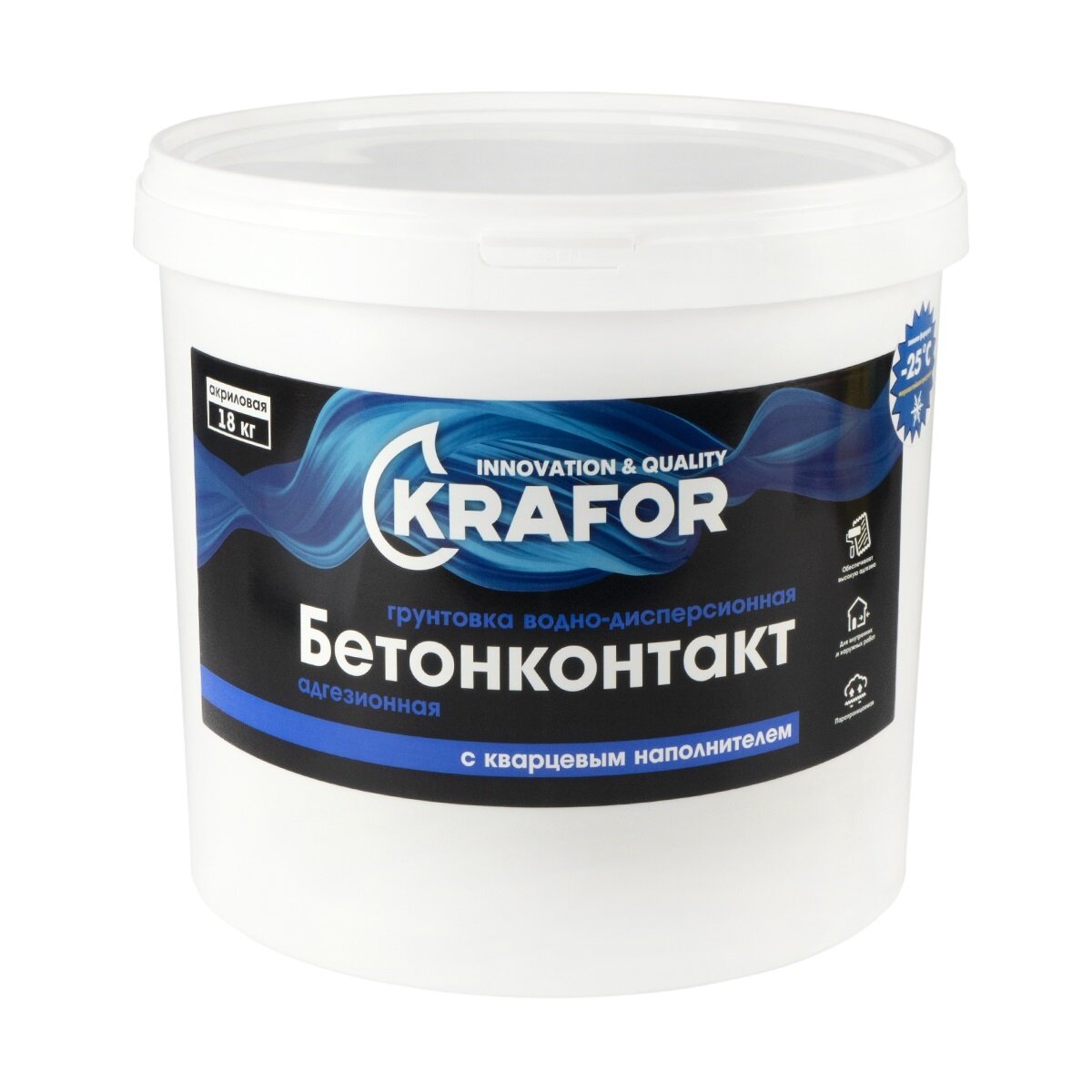 Грунтовка водно-дисперсионная бетонконтакт Krafor 18 кг пластиковое ведро