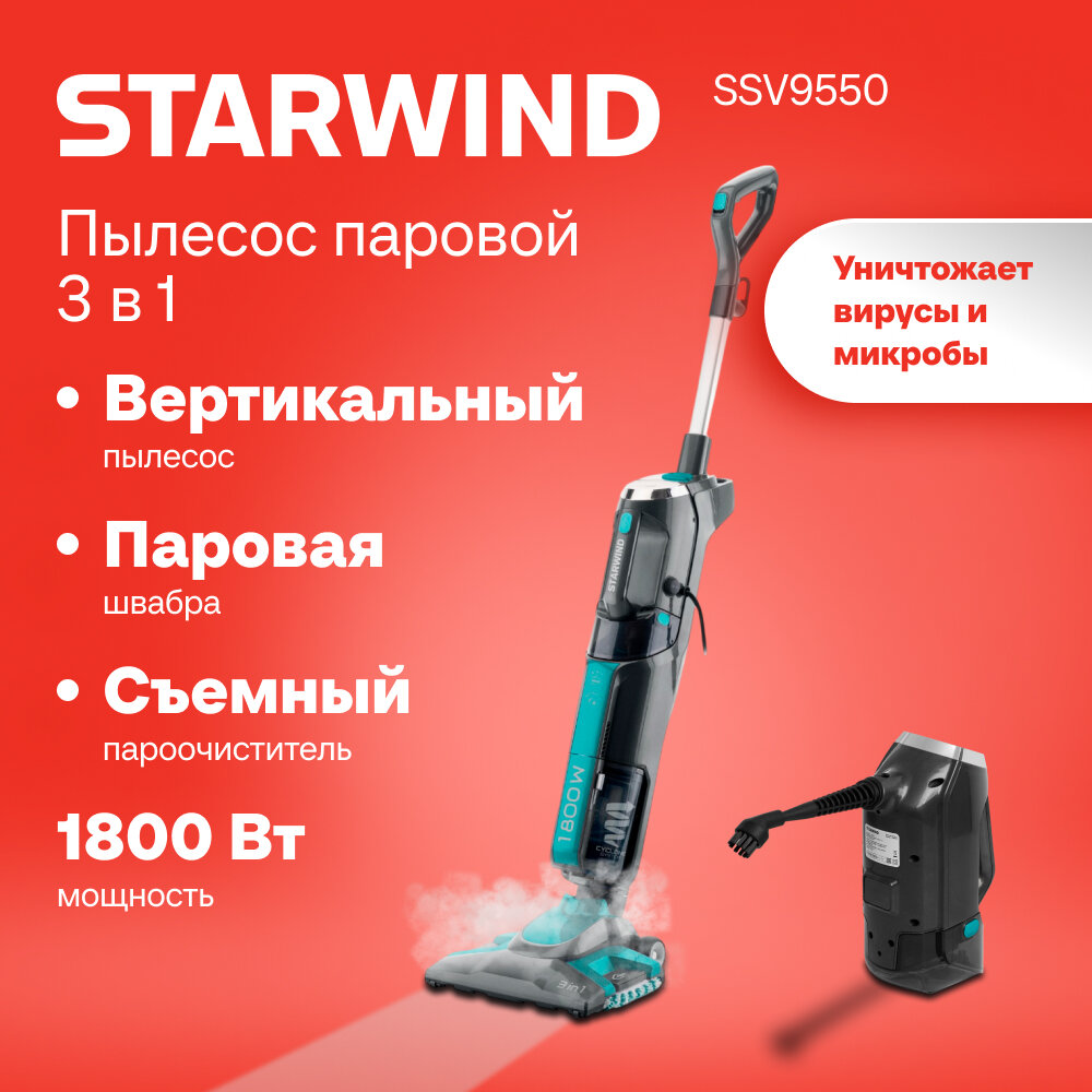 Паровой пылесос Starwind SSV9550 темно-серый/голубой