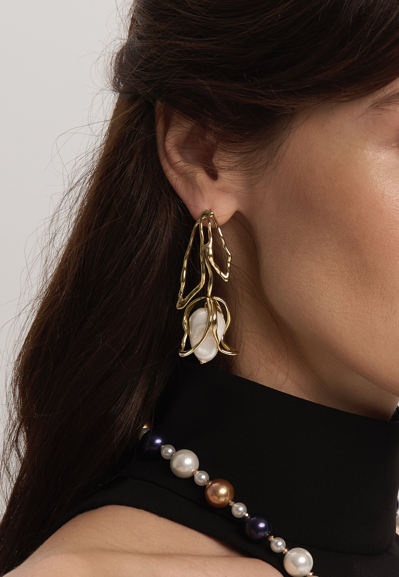 Серьги пусеты YAROSLAVNA, золотистый — фото 1