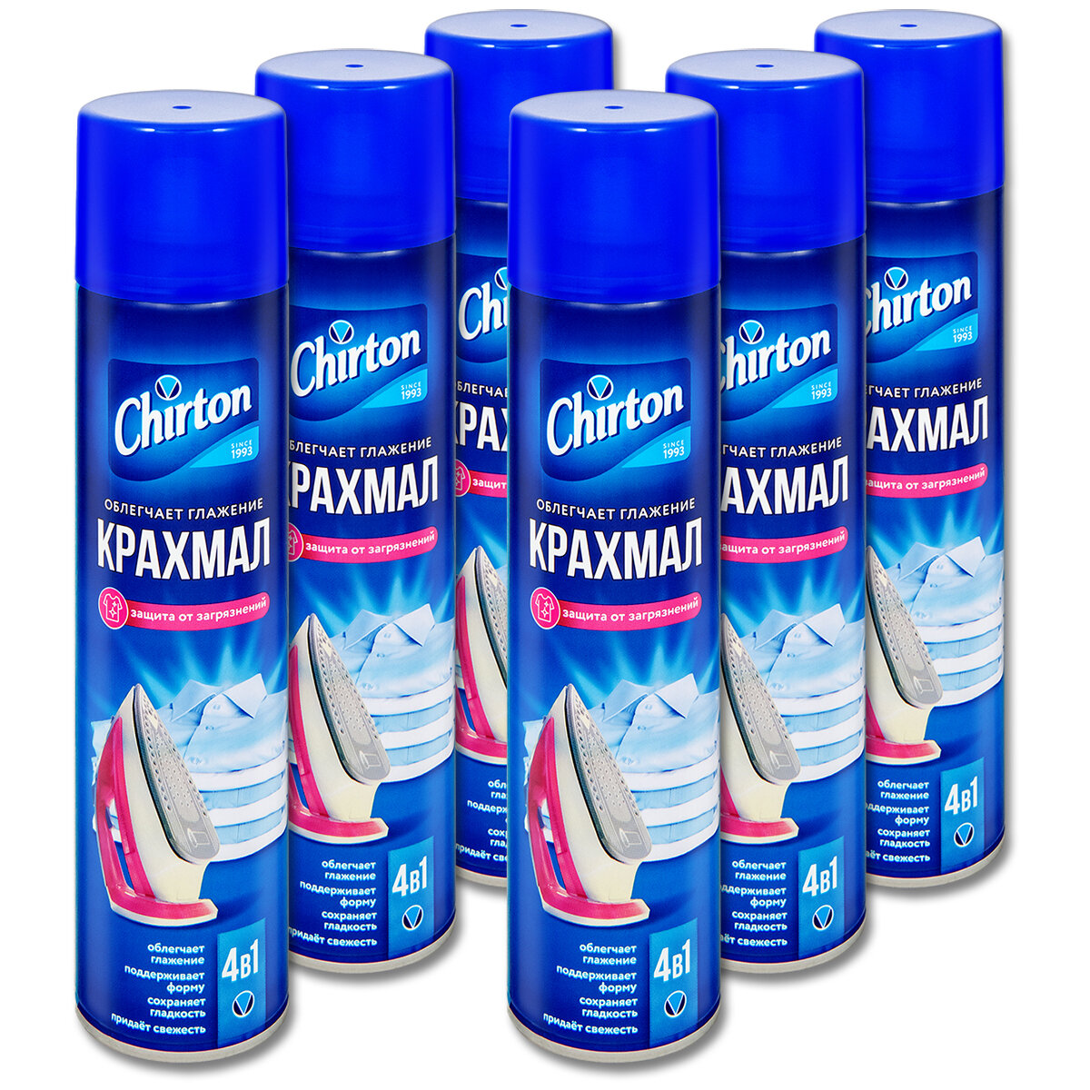 Крахмал для белья CHIRTON, спрей для одежды, для глажки, 300 мл, 6 шт.