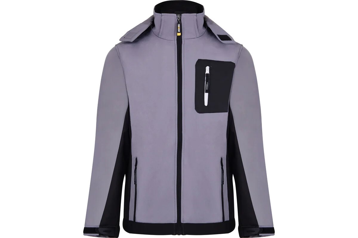 DOWELL Куртка Softshell серая с капюшоном XL D81480-XL