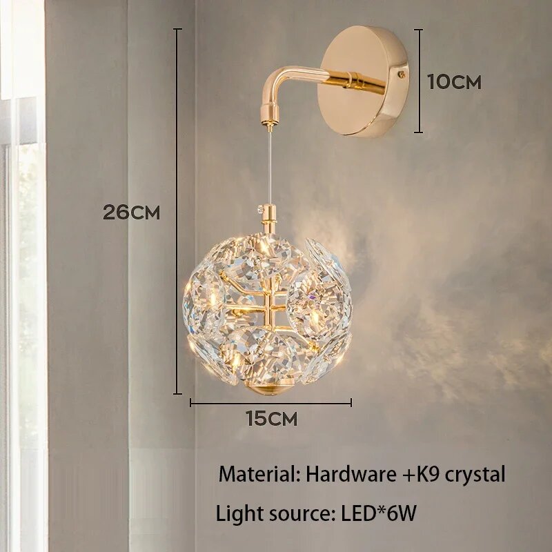 Подвесная люстра Lansyco из хрусталя, Wall lamp, Тёплый белый