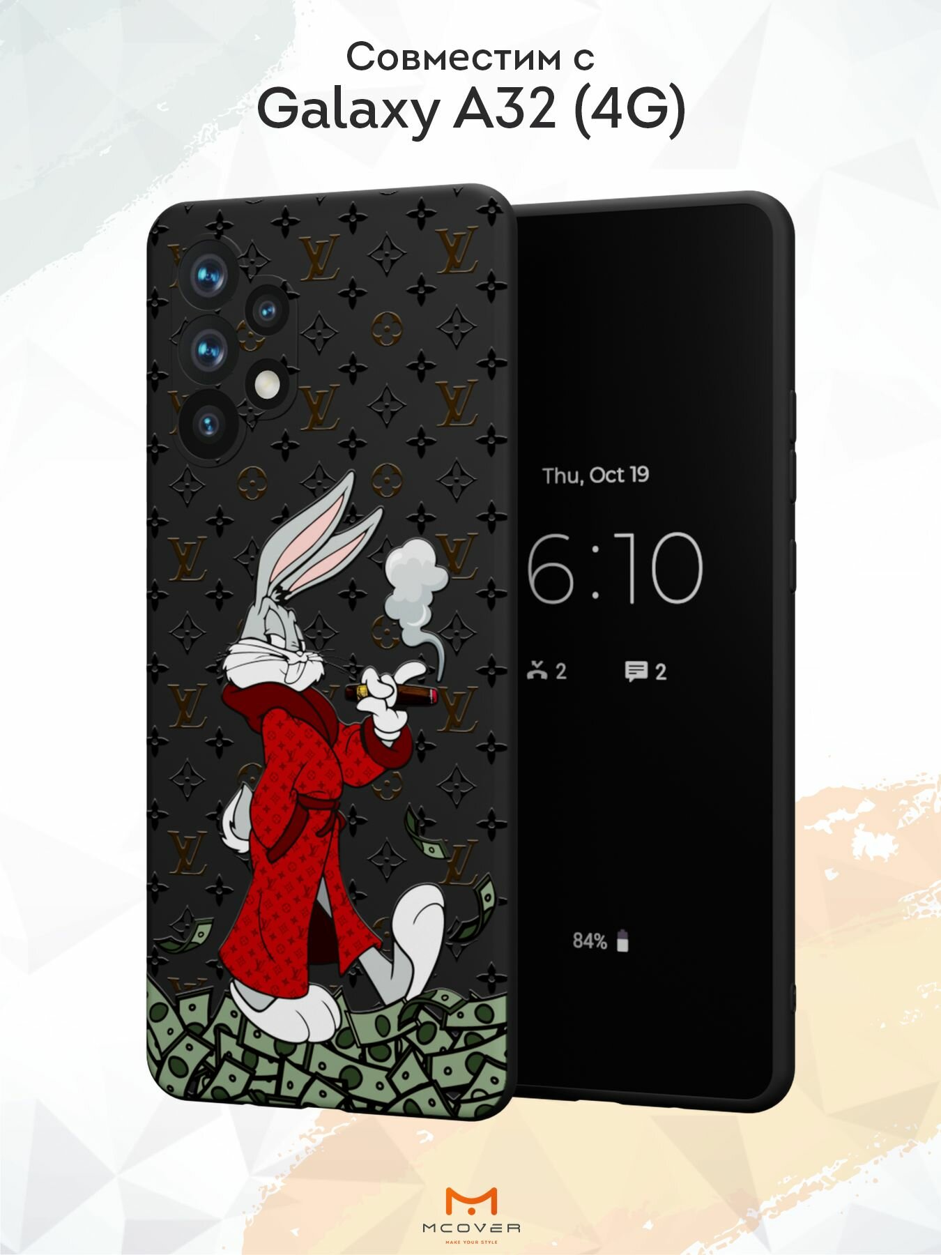 Силиконовый чехол Mcover для Galaxy A32 (Галакси А32), Кролик с деньгами