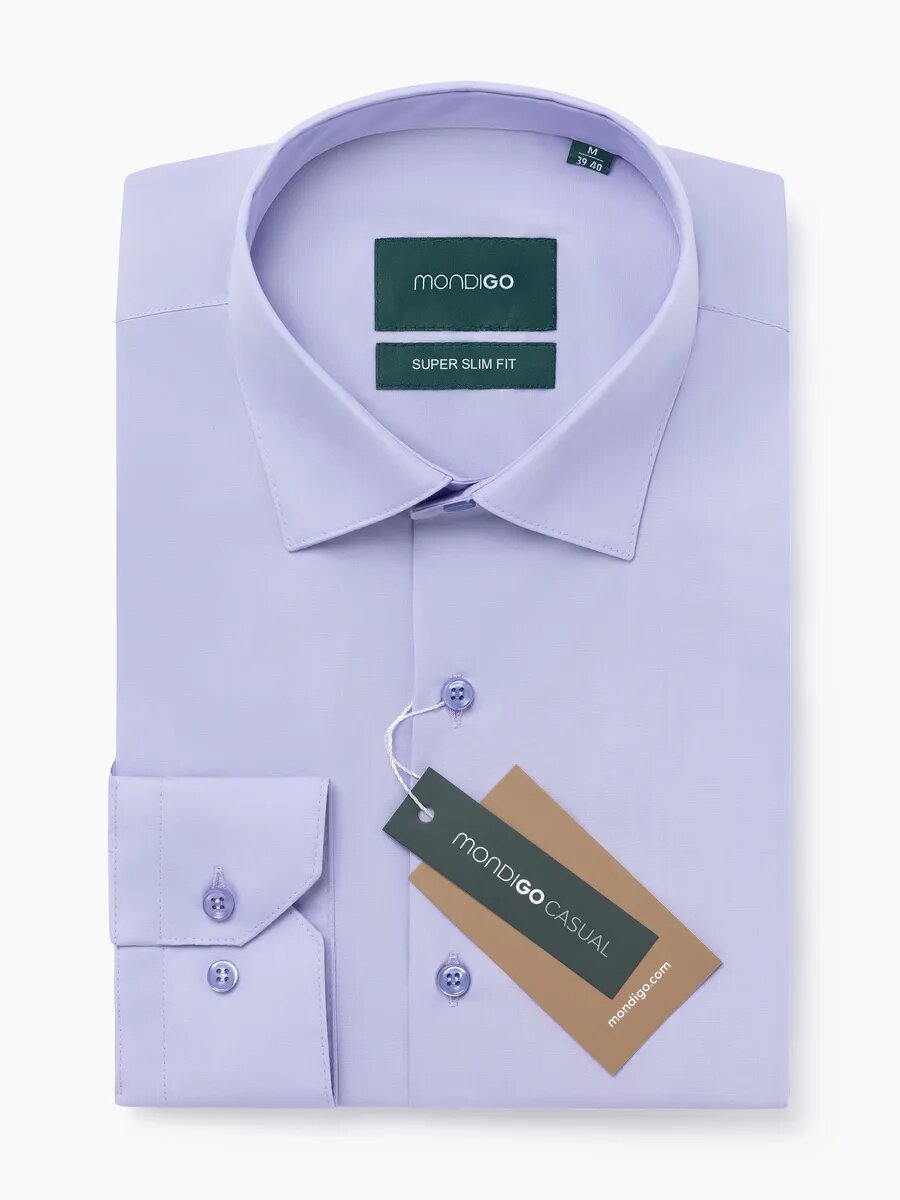Рубашка MONDIGO приталенная с вытачками на спине SUPER SLIM FIT, размер L - 170-182, лавандовый
