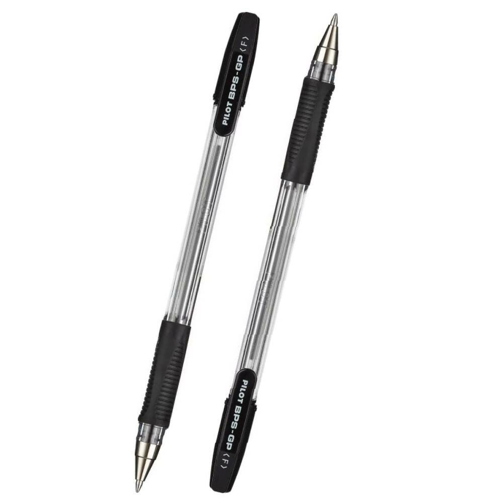 Ручка шариковая 12 шт PILOT BPS-GP-F, резиновая манжета, 0,7мм, цвет чернил черный — фото 1