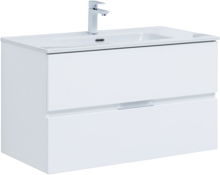 Тумба под раковину Aquanet Алвита 90 подвесная белая матовая 2 ящика