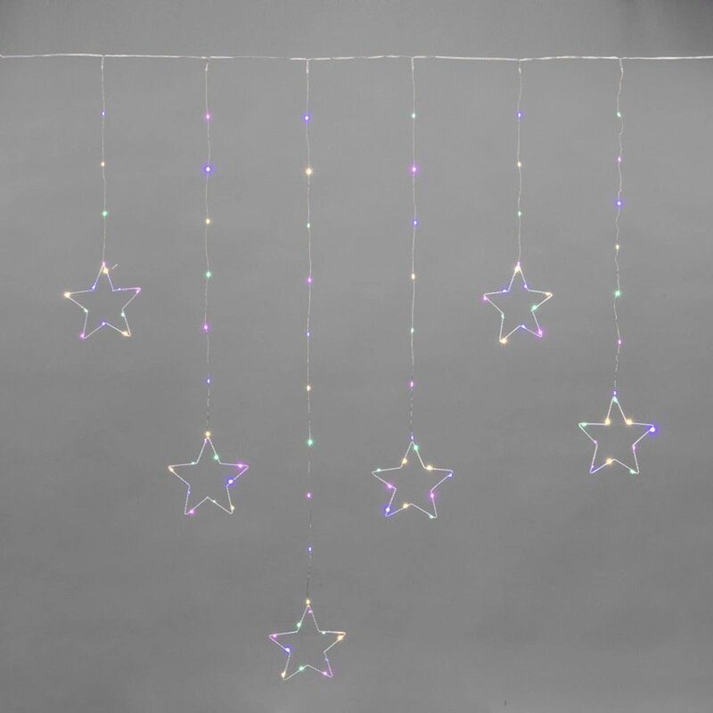 Гирлянда Светодиодная занавес росы Звезды мультиколор USB+пульт315-849
